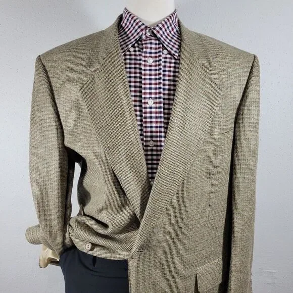 Robert Stock Men's Sport Coat Blazer Two Button Beige Silk Size about‎ 50R